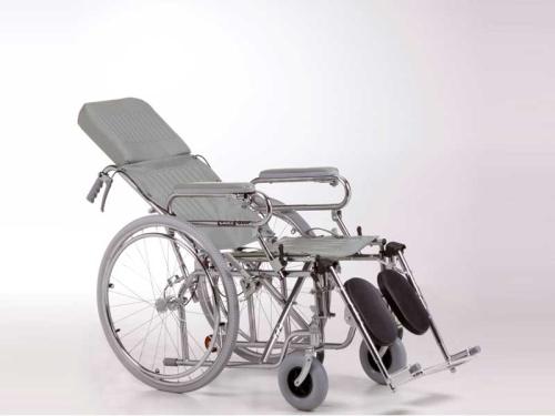 Silla de Ruedas de Acero Cromado con Ruedas Neumáticas y Reclinable SM-300