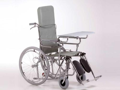 Silla de Ruedas de Acero Cromado con Ruedas Neumáticas y Reclinable SM-300