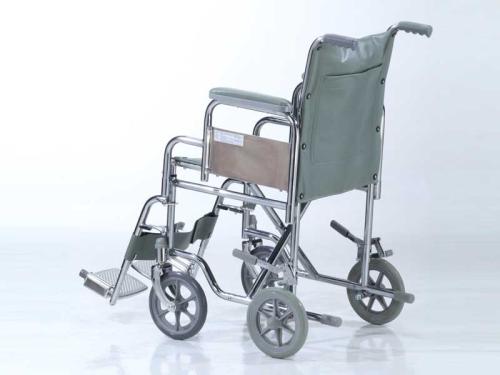 Sillas de Ruedas para Transporte de Acero Cromado con Ruedas Macizas SM-20